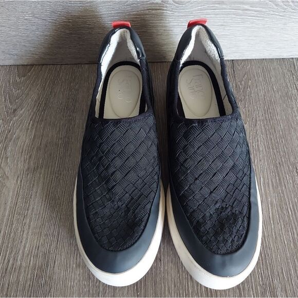 Franco Sarto Franco Lin 2 Platform Slip on Sneaker Shoes Black Mesh Weave 9 - Picture 3 of 10